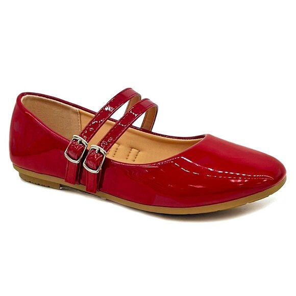 New Women Red Square Toe Mary Jane Ballet Flats - Picture 1 of 4